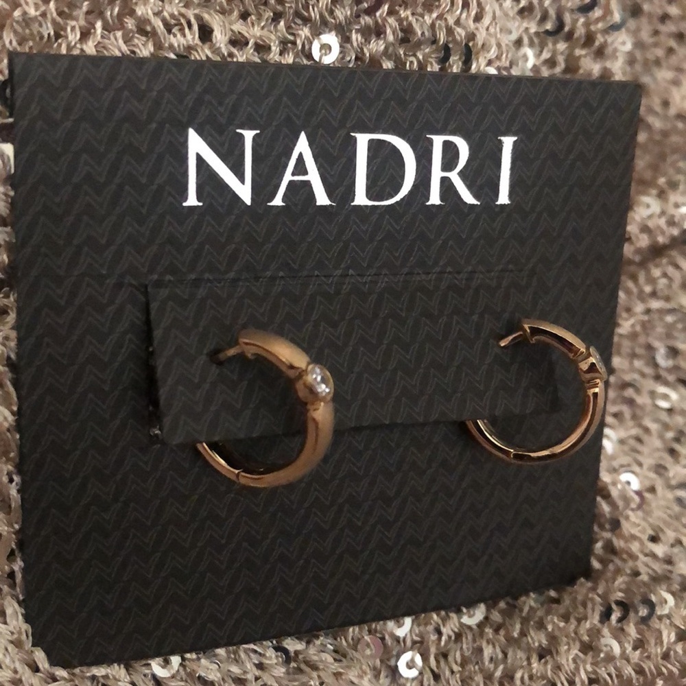 Nadri Gold Hoop Swarovski Earrings